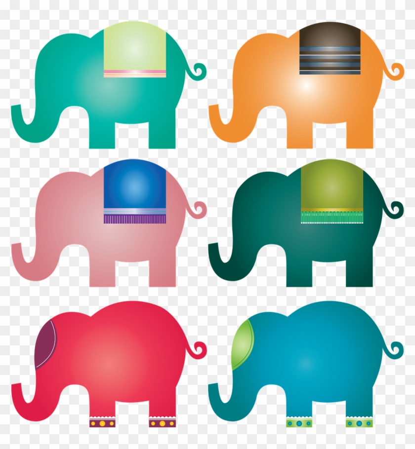 Elephant Animals Wildlife Africa Png Image - Bunte Elefanten Runder Magnet 5,7 Cm #1155444