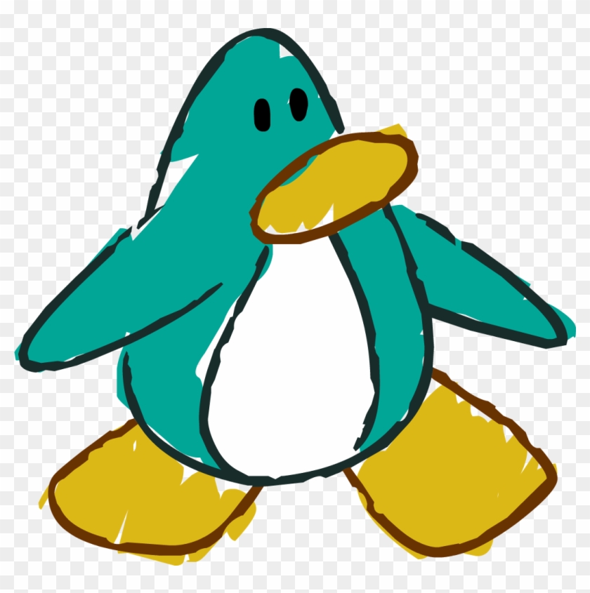 Doodle Dimension Penguin Aqua - Club Penguin Doodle #1155675