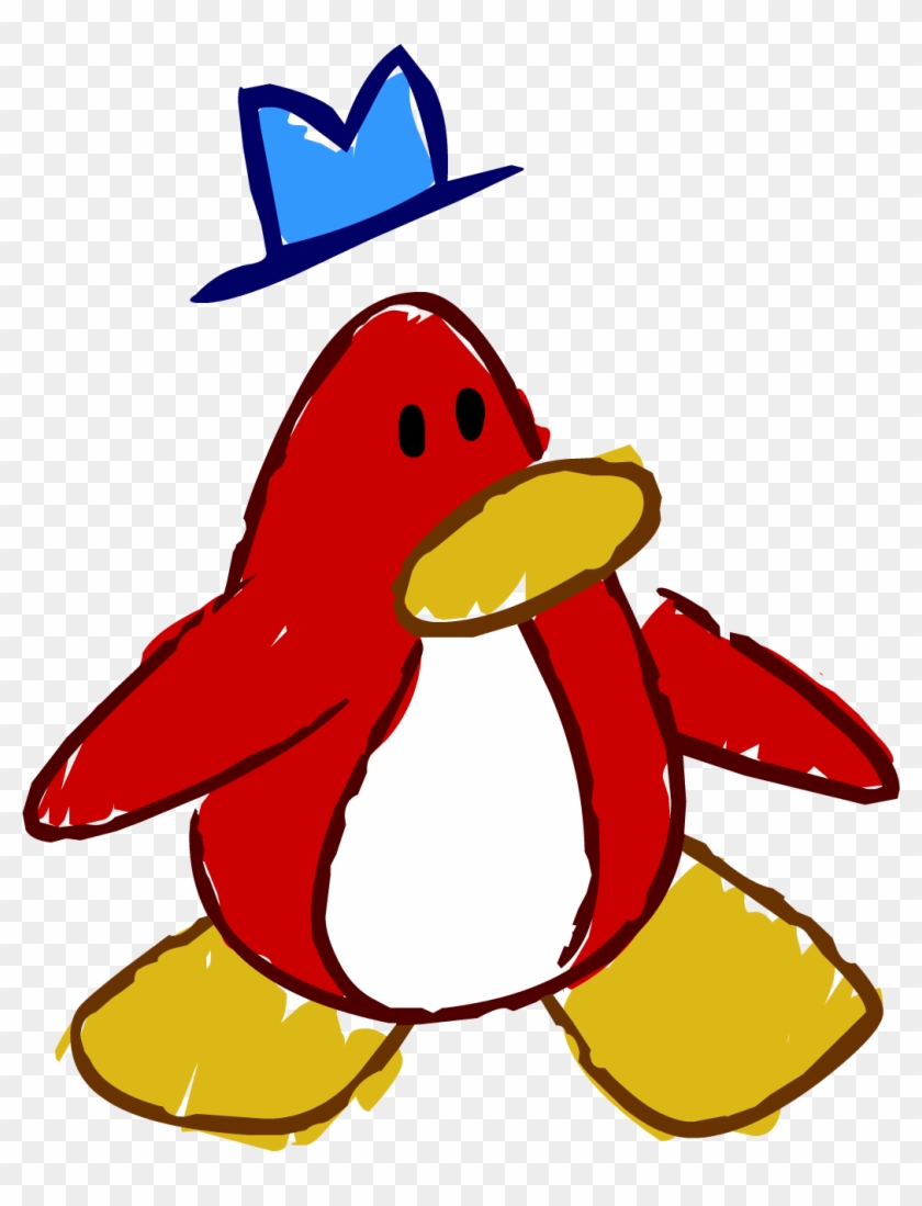 Doodle Dimension Penguin Red Hat - Club Penguin Doodle #1155698