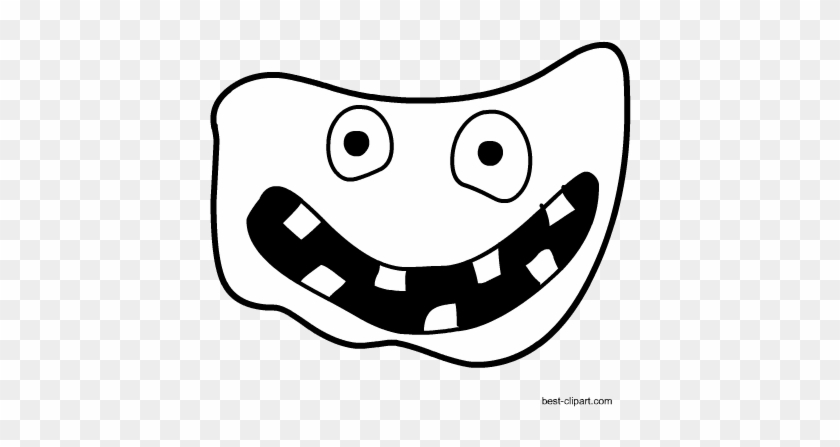 Black And White Monster Face Clipart - Clip Art #1155782