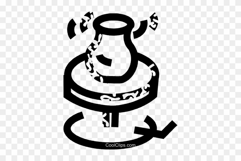 Clay Vase Being Turned Royalty Free Vector Clip Art - Potter's Wheel #1155959