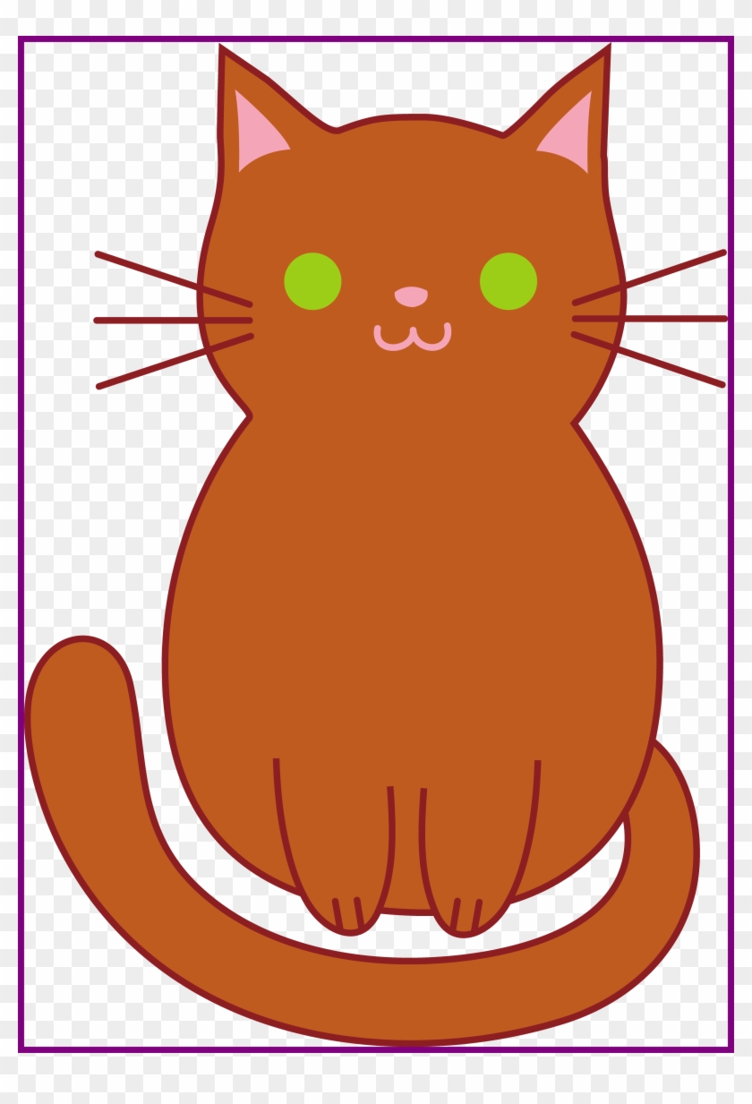 Shocking Cute Brown Cat Clip Art Picture Of Drawing - Cute Cat Clip Art #1156010