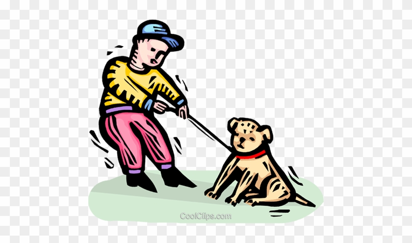 男孩和他的狗免版税矢量剪贴画插图 - Stubborn Clipart #1156022