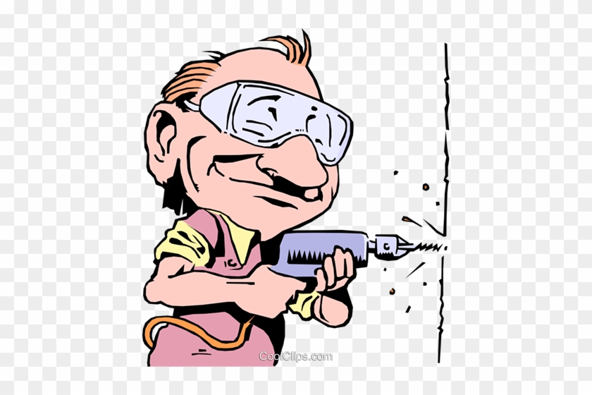 Cartoon Illustration Of A Man Drilling Stock Illustration - Power Tools Clip Art #1156128