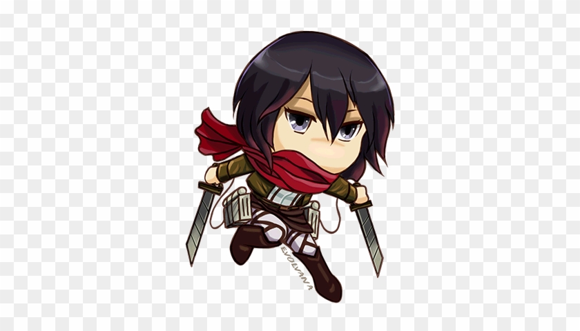 Lovely Attack On Titan Wallpaper Levi Mikasa Chibi - Mikasa Ackerman #1156422