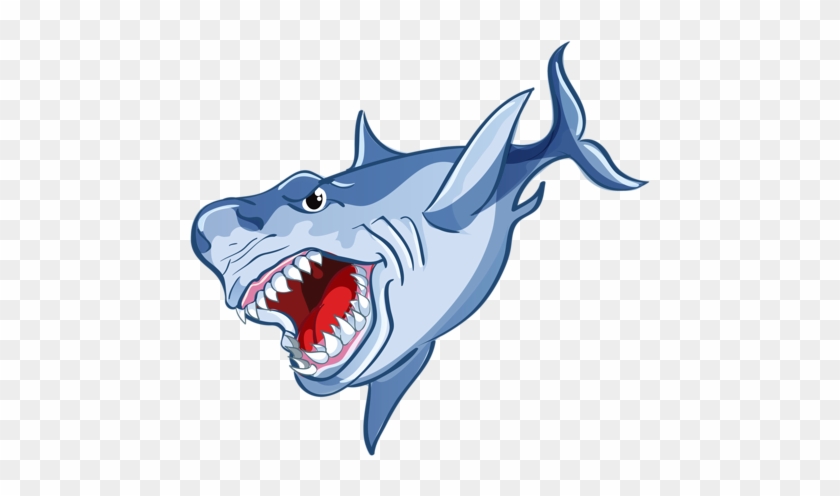 Set Of Scary Sharks In Cartoon Style 2 - Shark Clipart Scary #1156928