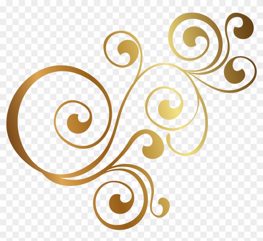 Gold Ornament Spiral Clip Art - Золотые Узоры На Прозрачном Фоне #1157044