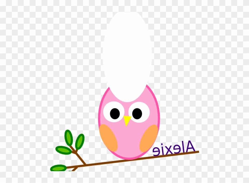 Pink Owl On A Branch Clip Art At Clker - Cartoon #1157199
