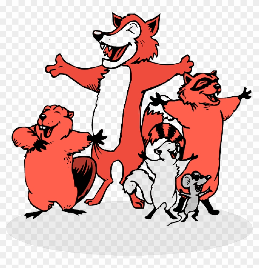 Animals, Mouse, Singing, Cartoon, Beaver, Fox, Squirrel - Clip Art #1157370