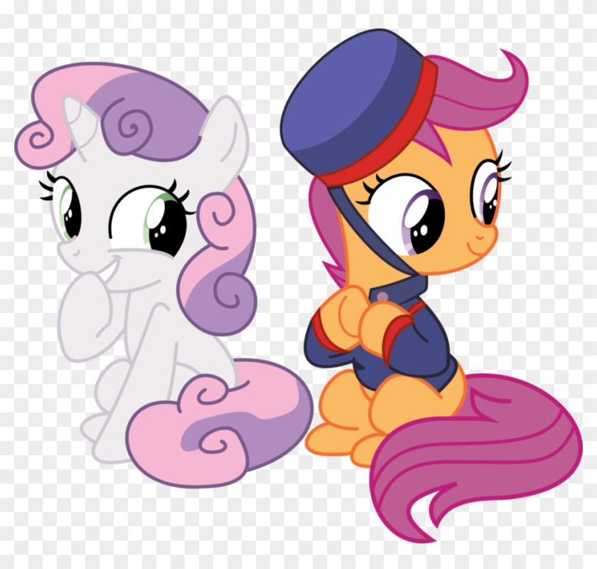 Scoots And Sweetie Peeking Around Corner Vector By - Cartoon #1157847