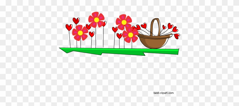 Spring Garden With Beautiful Red Flowers Clipart - Clip Art #1157995