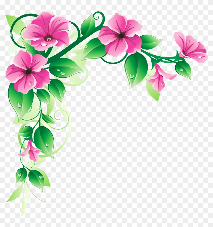 Purple Flowers Border - Corner Flower Designs Png #1158366