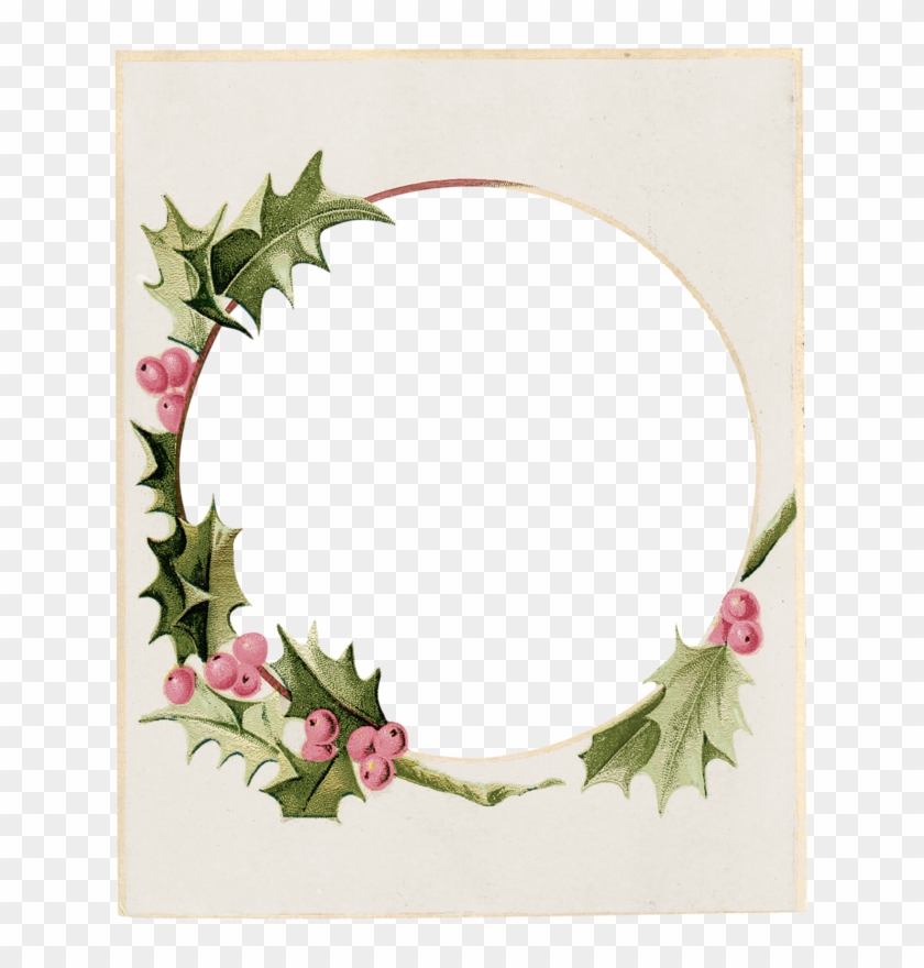 Scrapbooks, Journal Ideas, Bullet Journal, Christmas - Christmas Card Holly Frame (unknown Artist) Poster #1158398