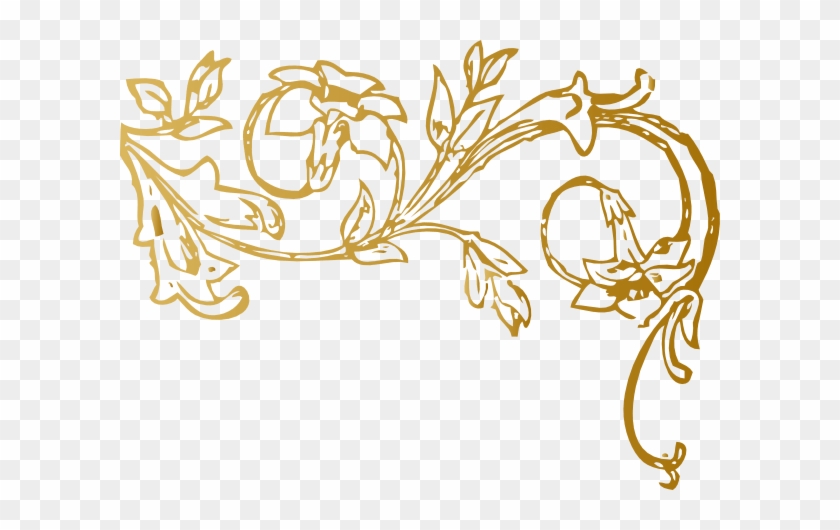 Golden Floral Design Png #1158408