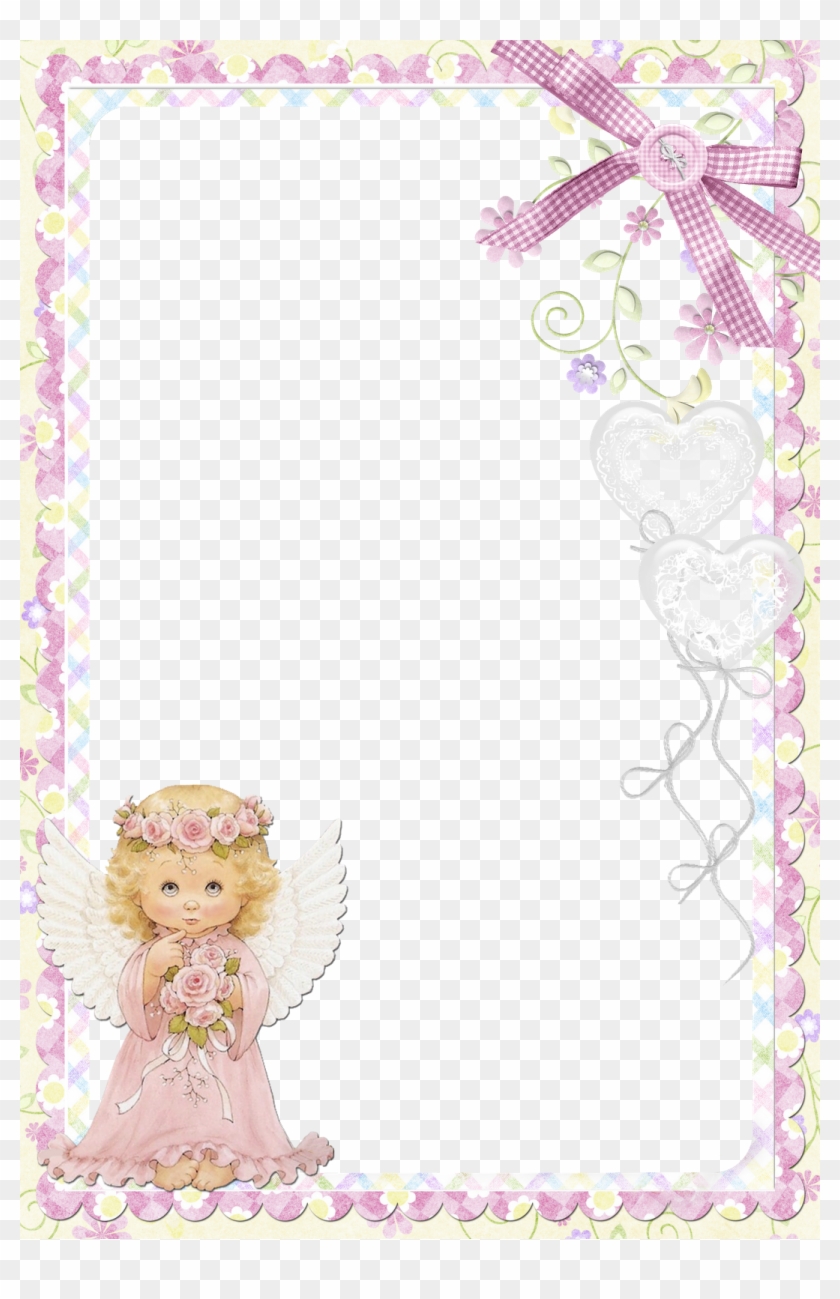 Cute Soft Pink Png Frame With Angel - Cute Angels #1158453