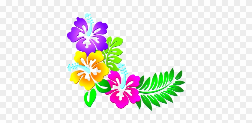 Flowers, Floral, Leaves, Pattern, Border - Hawaiian Flowers Clip Art #1158618