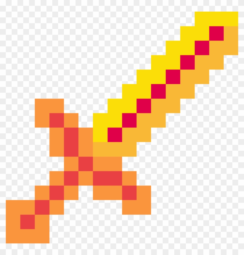 Minecraft Logo Sword Pixel Art - Lava Sword Minecraft #1158736