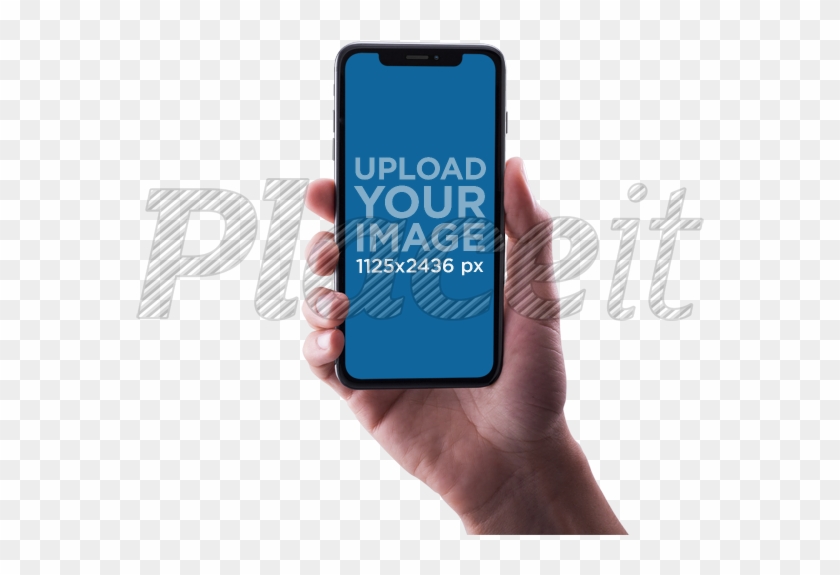 Male Hand Holding A Black Iphone X Mockup Against A - Hand Holding Iphone X Transparency #1159148