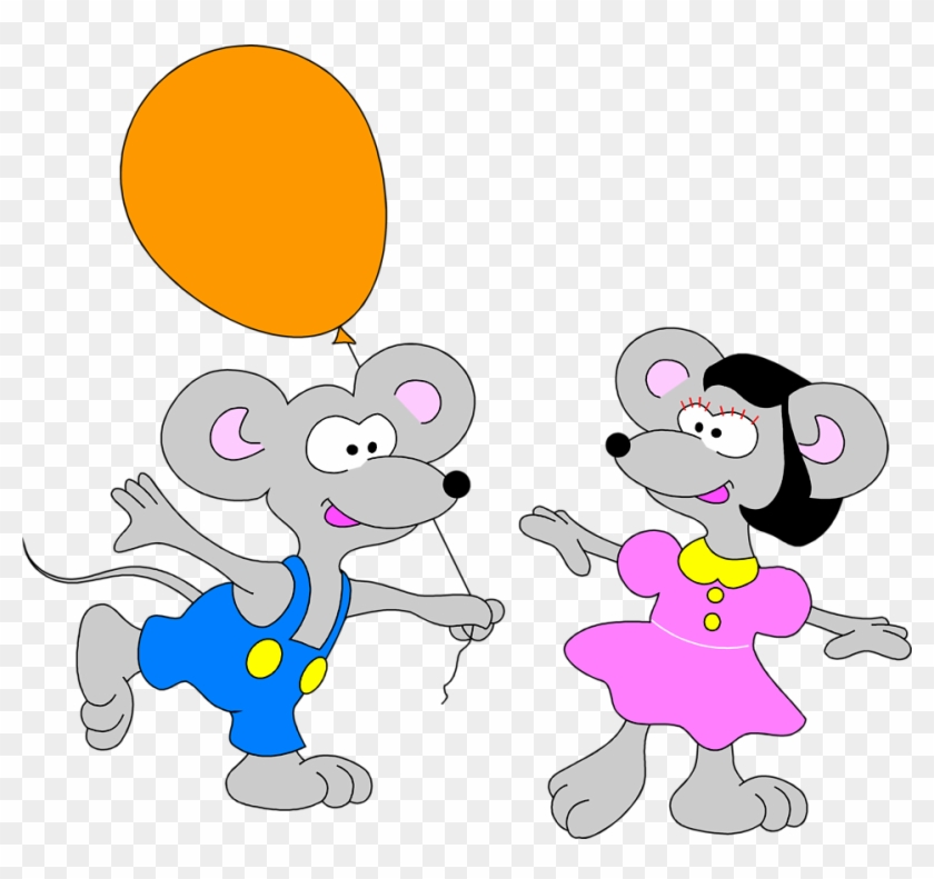 Illustration Of Dancing Mice With An Orange Balloon - Cuento La Ratita Presumida #1159390