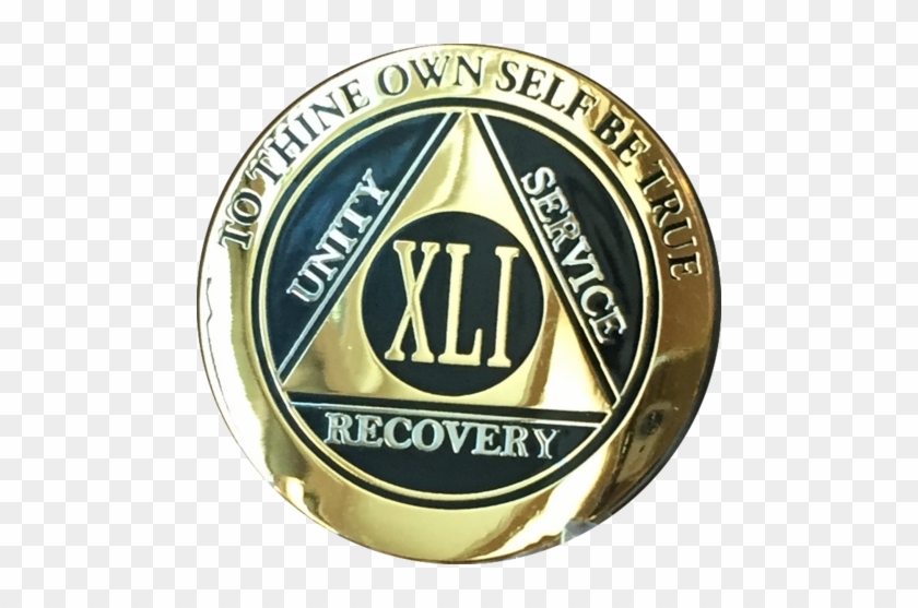 Aa Medallion Elegant Black Gold & Silver Plated Years - 4 Year Aa Medallion Reflex Blue Gold Plated Sobriety #1159443