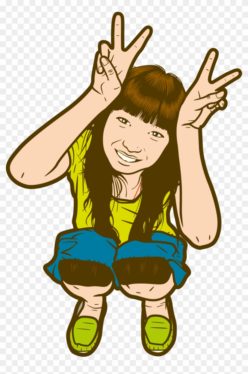 Asian Girl Drawing - Cartoon - Free Transparent PNG Clipart Images Download