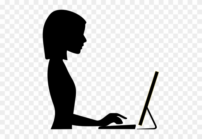 Silhouette Vector Image Of Female Typing On A Computer - Woman Work Icon Png #1159813