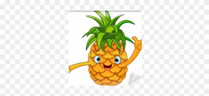 Cheerful Cartoon Pineapple Character Wall Mural • Pixers® - Cartoon Pineapple #1160640