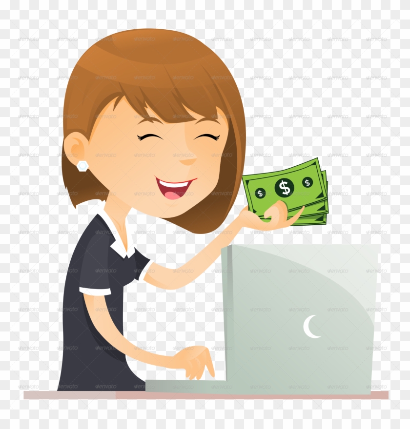 Business Woman And Computer Png Jpg File/brown Right - Cartoon #1160760