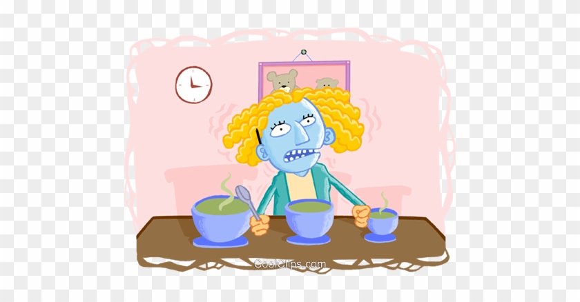 Clipart Of A Cartoon Brunette White Business Woman - Goldilocks Porridge Too Hot #1160781