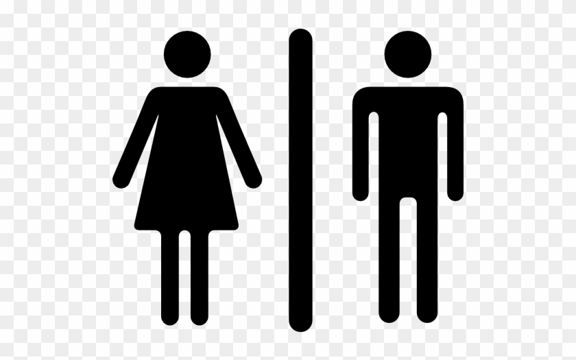 Woman And Man Silhouettes With A Vertical Line - Lambang Toilet Pria Dan Wanita #1160833