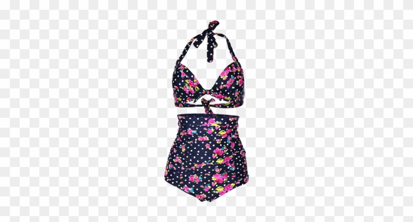 Cocoship Flora Polka Vintage High Waisted Bikini Swimsuits - Plus Size High Waisted Swimsuit Amazon #1161019
