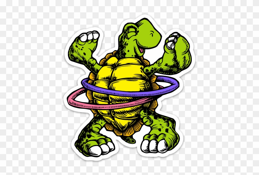 Image Of Hula-hooping Turtle Vinyl Sticker - Image Of Hula-hooping Turtle Vinyl Sticker #1161080