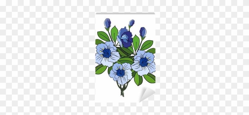 Fotomural Ilustración Del Resumen Flores Azules Rama - Blue #1161553
