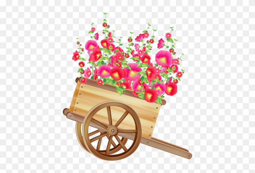 Wheelbarrow With Flowers Png Clipart In Category Outdoor - Wheelbarrow With Flowers Clipart #1161556