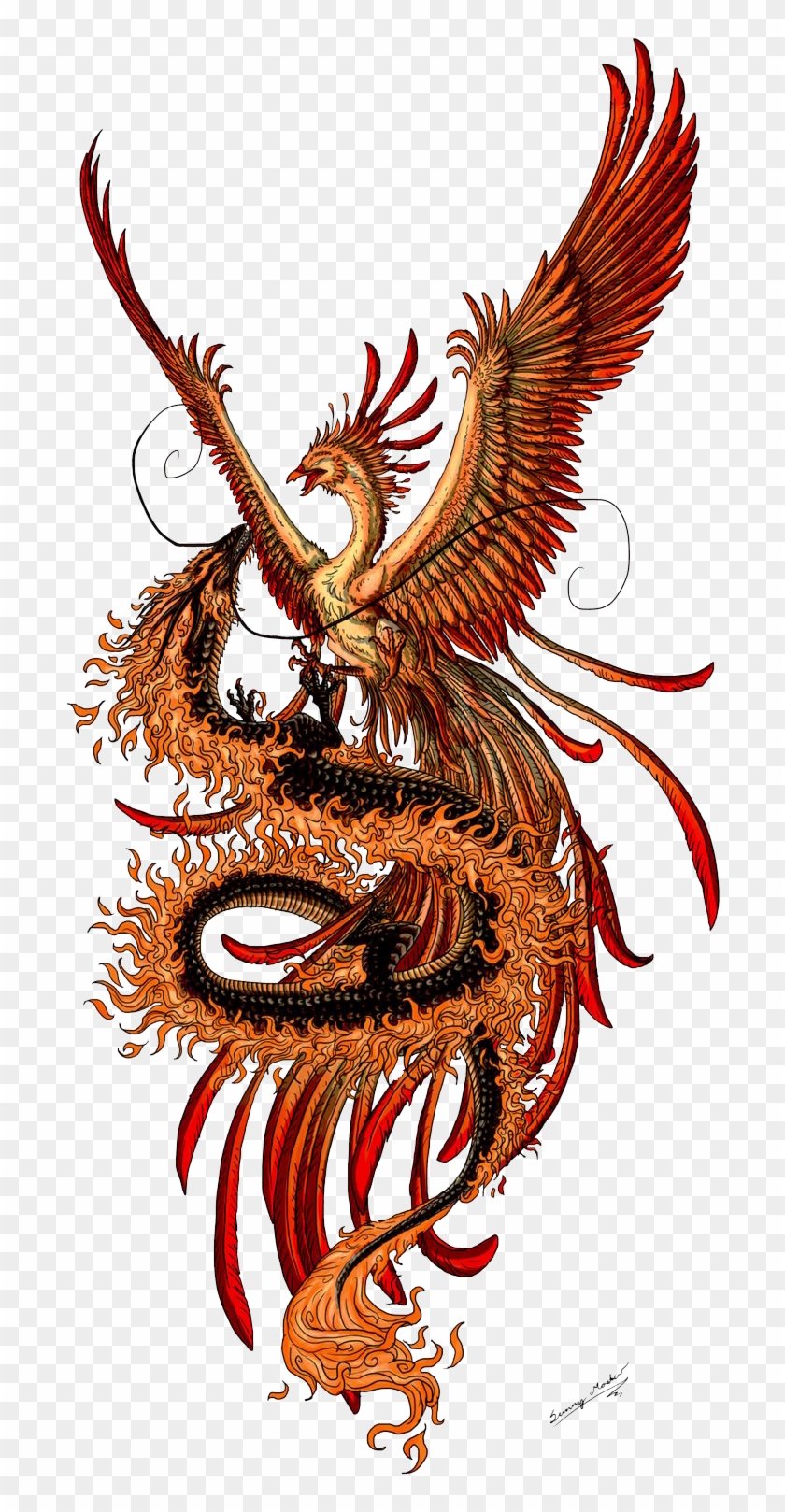 Phoenix Chinese Dragon Fenghuang Tattoo - Dragon Phoenix #1161702