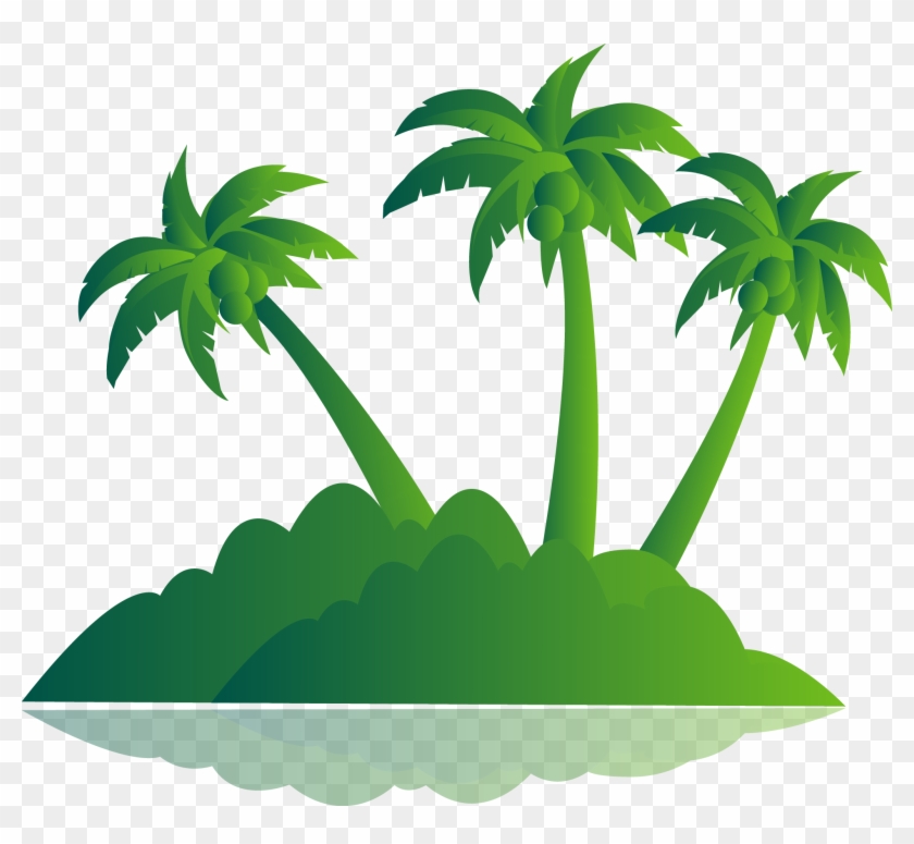 Green Palm Tree Island Vector 1948*1705 Transprent - Palm Trees #1161754