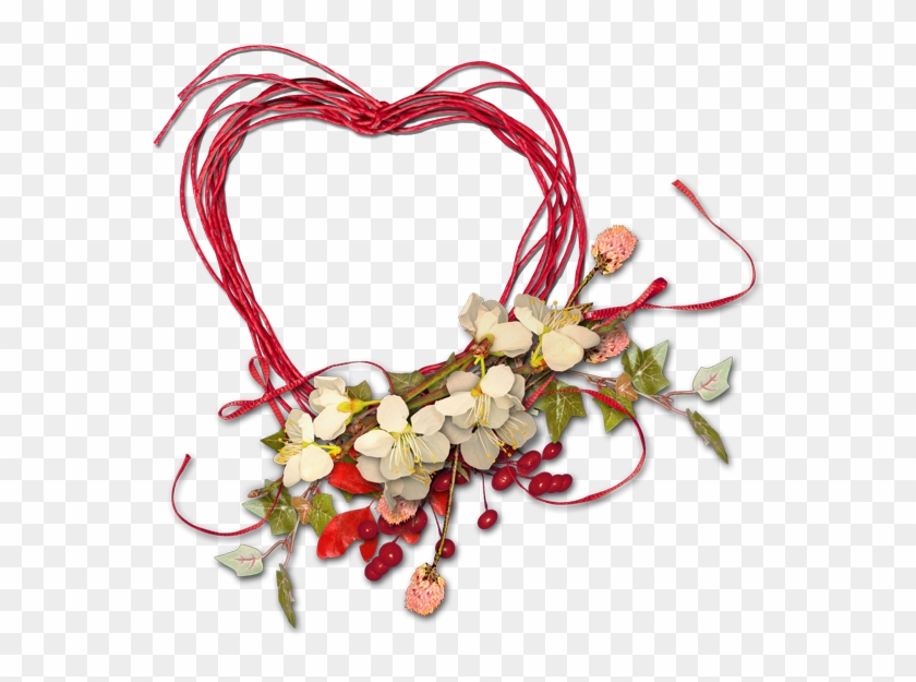 Flower Frame,กรอบรูปดอกไม้สวยๆ ชุดที่2 เชือกสีแดงหลายๆเส้น - Bordure Fleurs Et Coeurs #1161835