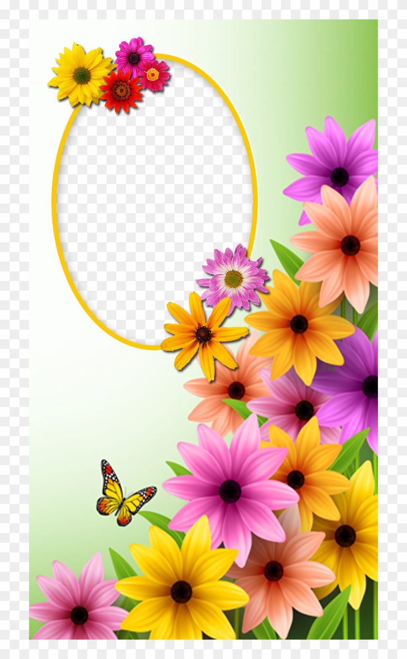 Frame With Spring Flowers And Butterfly - Good Morning Beautiful Mom #1161933