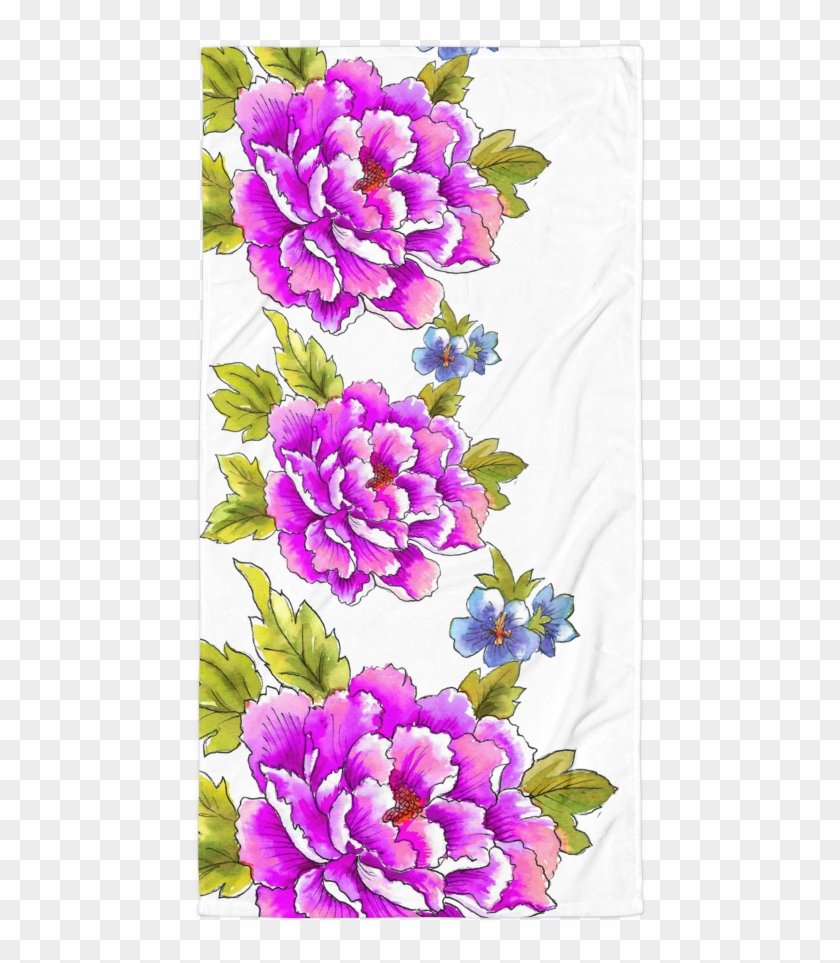 Peony & Pansy Pattern Towel - Artificial Flower #1161936
