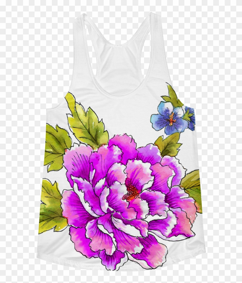 Peony & Pansy Bloom Women's Racerback Tank - T-shirt #1161973