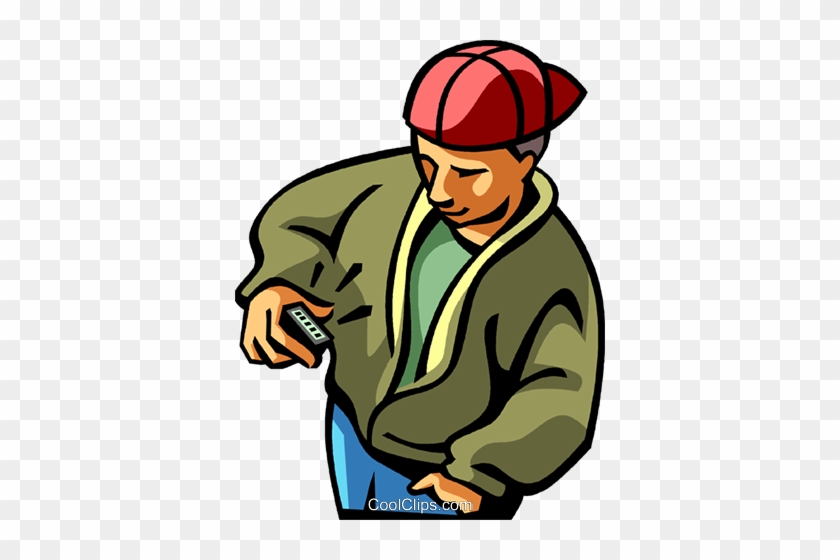 Man Checking His Pager Royalty Free Vector Clip Art - Man Checking His Pager Royalty Free Vector Clip Art #1162182