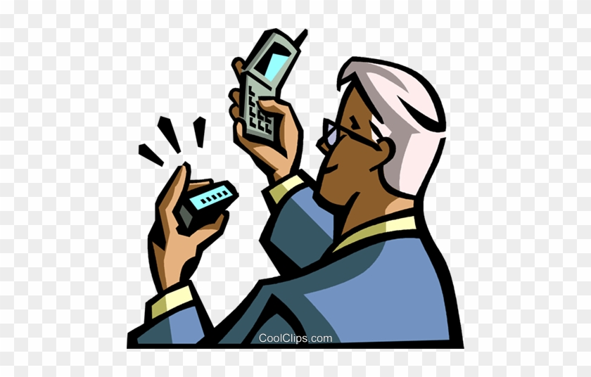 Man With Pager Making Royalty Free Vector Clip Art - Checking Phone Clip Art #1162184
