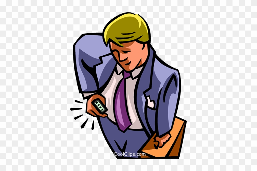 Businessman Looking At His Pager Royalty Free Vector - Businessman Looking At His Pager Royalty Free Vector #1162195