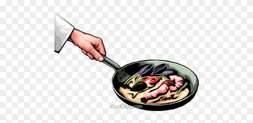 Cooking Shrimp Royalty Free Vector Clip Art Illustration - Sauté Pan #1162537
