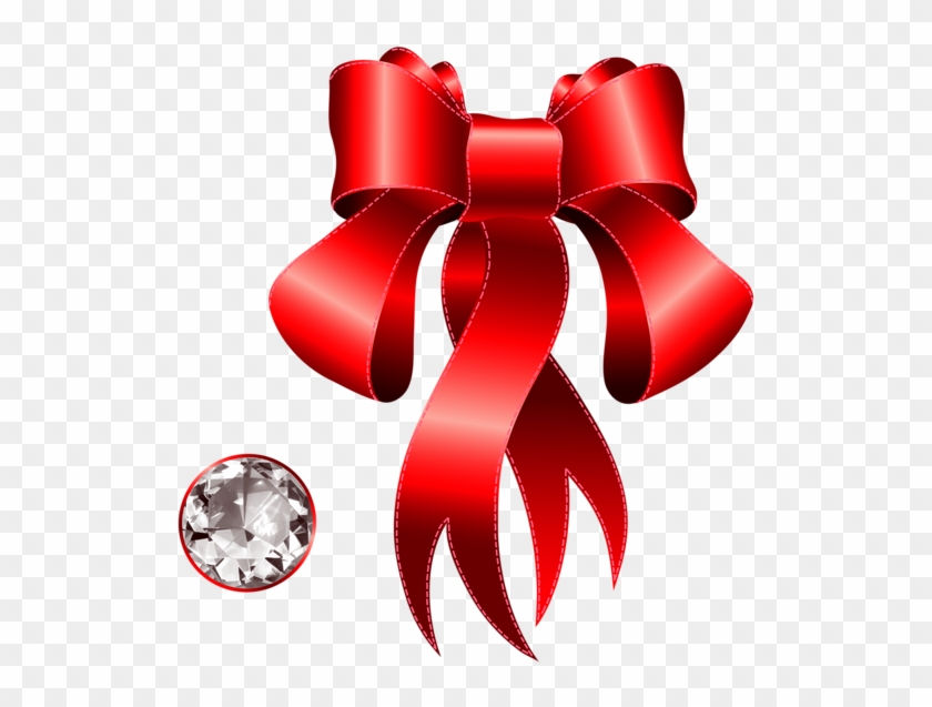 Red Decorative Bow With Diamond Png Clipart - Bow With Diamond Art #1162548