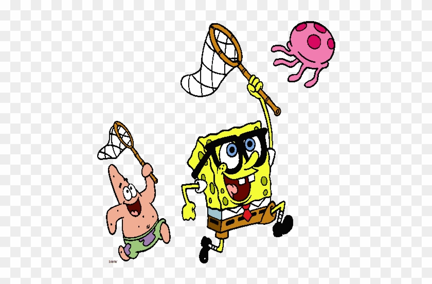 Slender Man Clipart Transparent - Spongebob And Patrick Catching Jellyfish #1162997