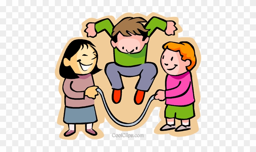 Little Boy With Girls Skipping Rope Royalty Free Vector - Ump Word Family #1163285