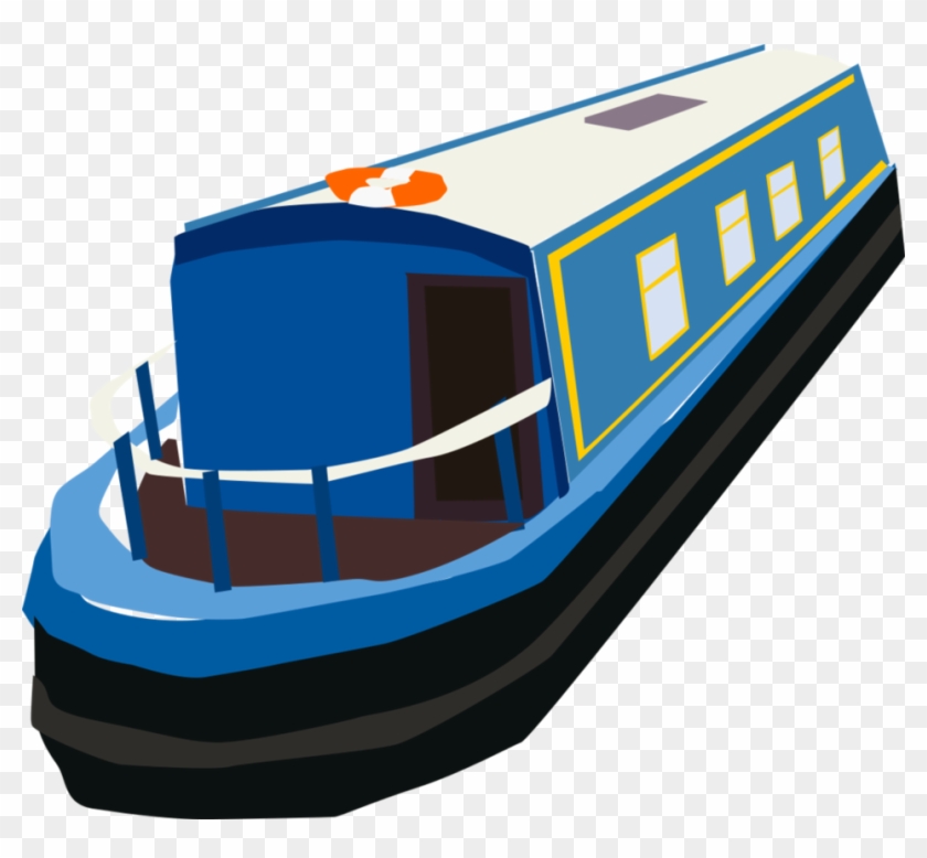 A Blue English Narrow Boat By Oceanrailroader - Water Transportation #1163523