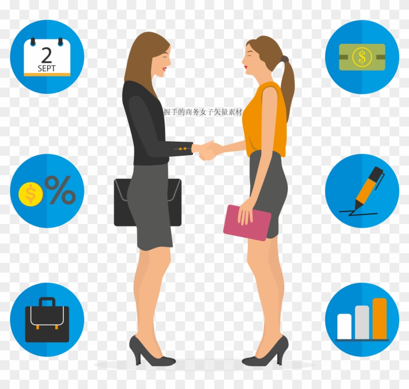 Handshake Business Woman Vector Material 1800*1800 - Icon Handshake #1163571
