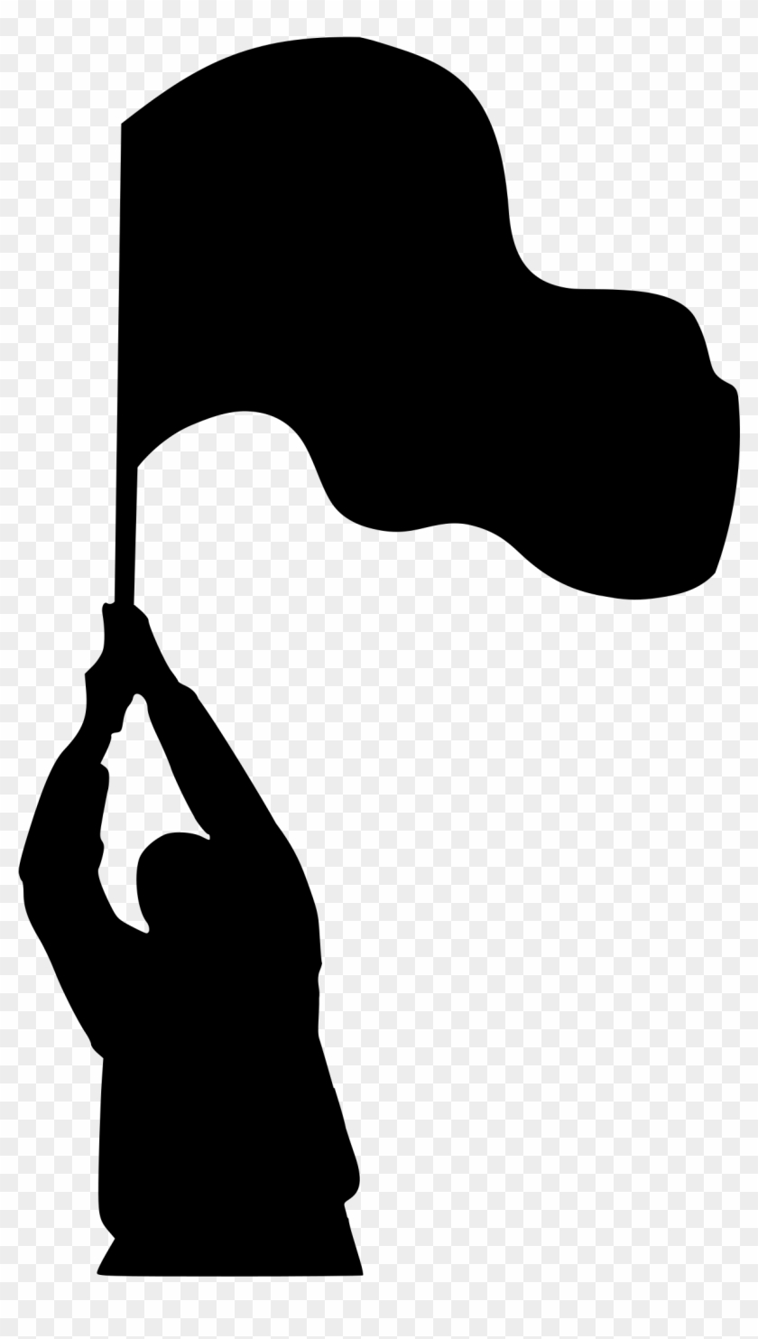 Big Image - Man Holding Flag Silhouette #1163626